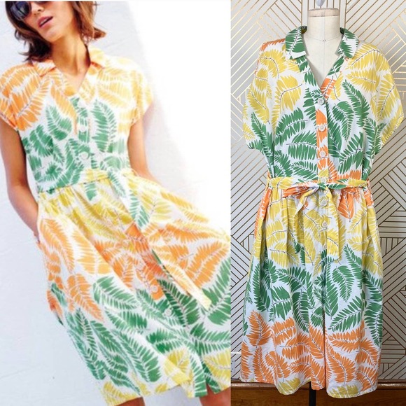Boden Dresses & Skirts - Boden Seatown Shirt Dress Tropical Fern Print